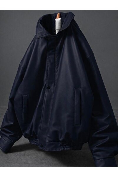 kastrioti معطف جلدي كبير الحجم