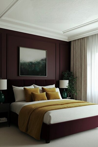 JACA 3'lü Kadife Kumaş Dekoratif Yatak Runner & 2li İç Dolgulu Kare Yastık Kı...