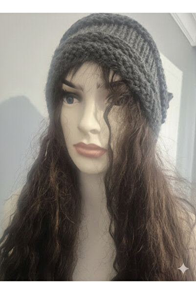 Hobiuniverse Hand Knitted Women's Beanie Winter Woolen Draped Oversized Bohem...