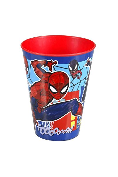 OEM Children's cup, red and blue plastic, with a spiderman pattern.