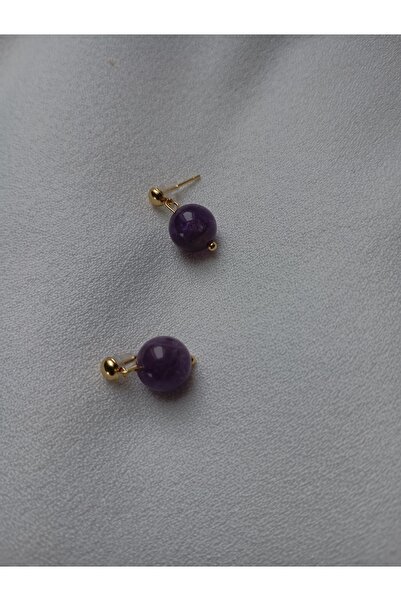 OEM Cercei rotunzi, Ametist 10 mm, simpli, casual