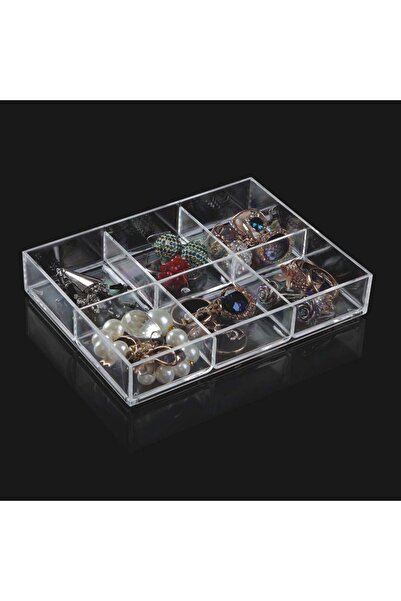 OEM Transparent Acrylic Jewelry Organizer Stand with 6 Compartments 15x11x2.5...