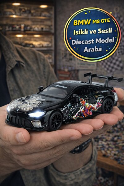 TOYFEST Bruce Lee Serisi Siyah BMW M8 GTE Işıklı Sesli Açılır Kapı Çek Bırak ...