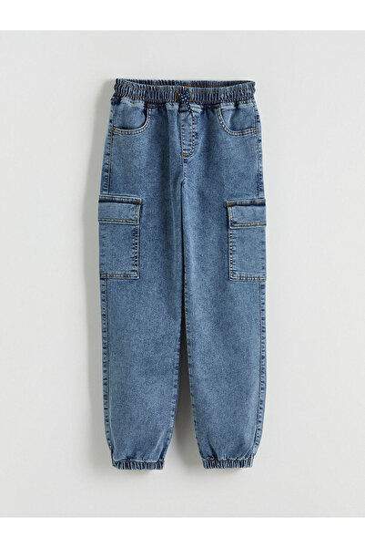 LC Waikiki بنطال جينز كارجو للأولاد من إنديجو