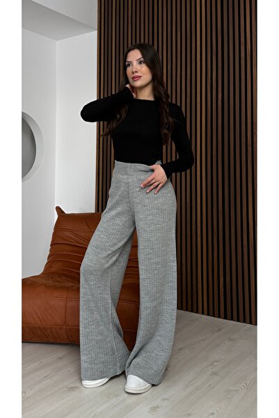 Leo Ferre Gray Women's Comfortable Fit Knitwear Pants Size 38/40