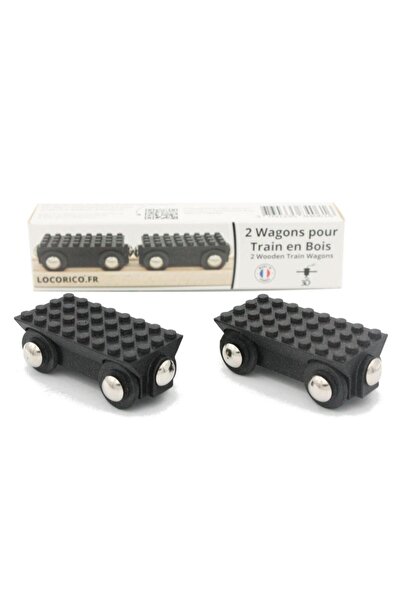 Locorico Vagoane de tren din lemn compatibile (set de 2)