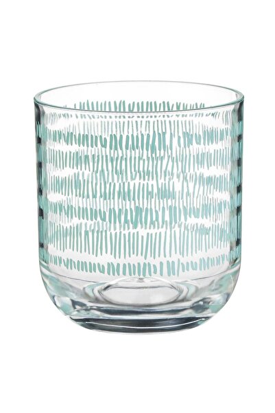 OEM Διαφανές πλαστικό ποτήρι με σχέδιο ρίγες σε χρώμα μέντας για νερό 400ml