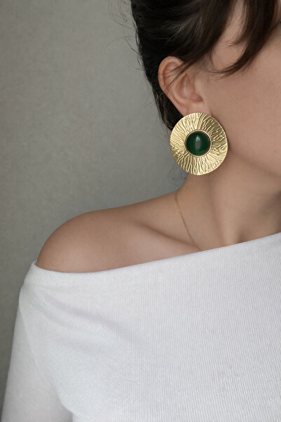 YENGEÇ أقراط من سلسلة Green Enamel Crush الخاصة
