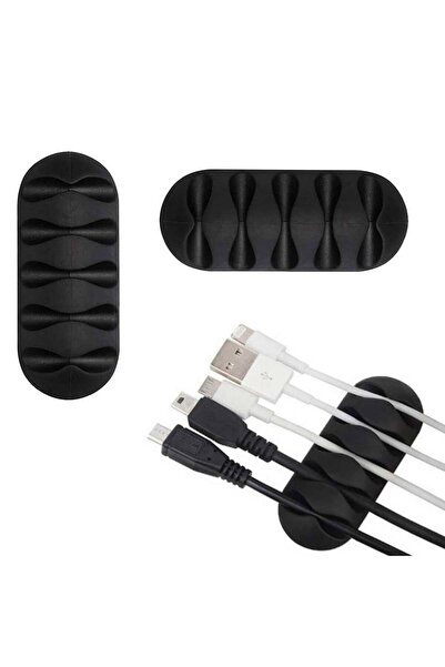 OEM Organizator din Plastic Negru pentru Cabluri 2.8x6.6cm - 2buc