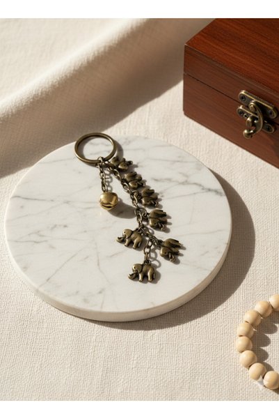PİRAMİGO 7 Elephant and Fortune Manifestation Keychain Abundance Talisman Feng Shui Energy Symbol Intention Keychain