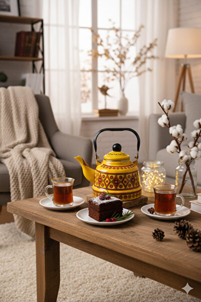 Generic Traditional metal teapot with a folk design, 1.7 liters