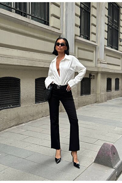 Lovely butik Black Denim High Waist Tube Leg Jeans - Lycra Basic Denim