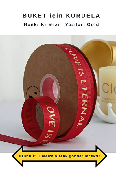 COLORPAK Çiçek Buketi için kurdele KIRMIZI (1 metre uzunluk) 2,5 cm en (LOVE ...