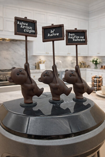 OVERMAX Sevimli Dekoratif 3’lü Ayıcık Kahve Köşesi Seti – Kahverengi | Modern...