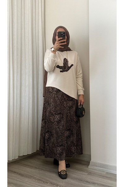 MERİÇ BOUTİQUE Leopard Print Skirted Blouse Set