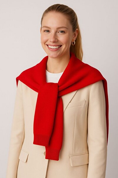 stravis Red Sweater Look Tie Shawl