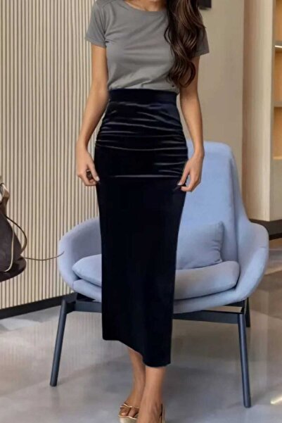 Yenicici Kadın Kadife Kalem Uzun Etek