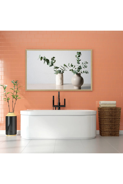 Tajridhome لوحة طبيعة هادئة - فازات نباتات - خلفية بيضاء - هادئ - لوحات طبيعة - لوحات كانفاس