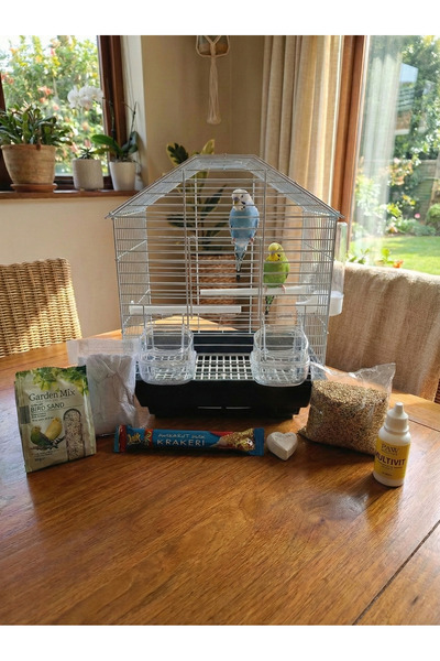 BAMBU PETSHOP Muhabbet Kuşu Kafesi Süper Full Set - Yem, Tül, Vitamin ve Tüm ...