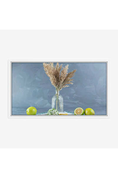 Tajridhome لوحة طبيعة هادئة - زهور جافة - خلفية زرقاء - هادئ - لوحات طبيعة - ...