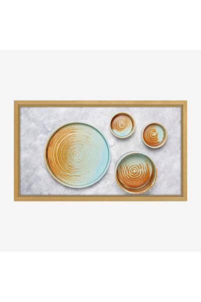 Tajridhome لوحة جدارية - أطباق ملونة - خلفية رمادية - عصرية - لوحات فن عصري -...