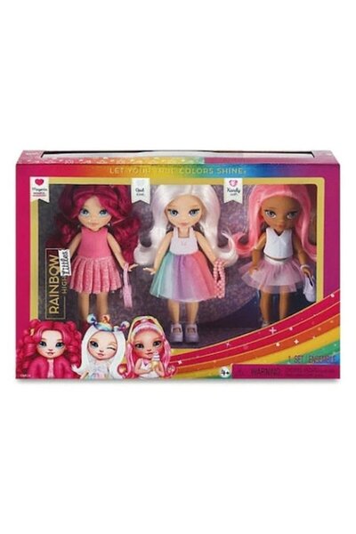 Rainbow High Set de 3 păpuși școlare elegante Littles