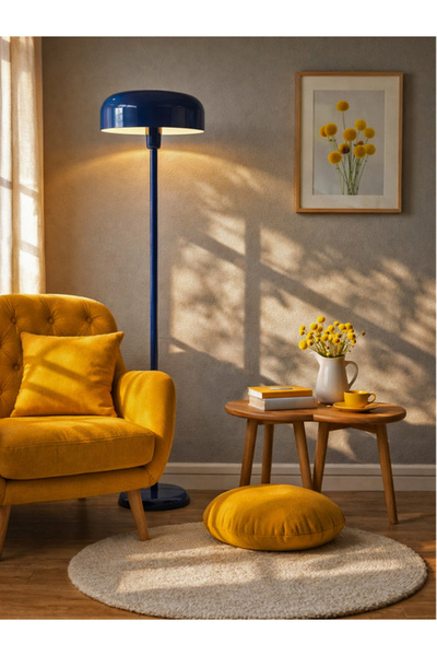 NOONLUX DESIGN&LIGHTING Chester Kobalt Mavisi Rengi Lambader Oturma odası Yat...