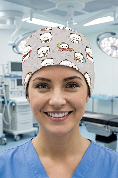 Lion Üniforma Bubu Desenli Unisex Cerrahi Bone Hemşire ve Doktor Bone