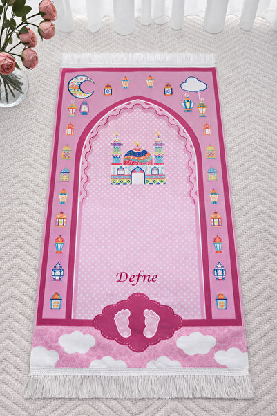 uhtico İsimli Kız Çocuk Seccade Pembe, Eğitici Küçük Çocuk Seccade Namazlık H...