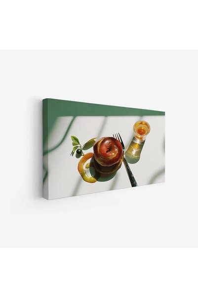 Tajridhome لوحة طعام - تفاح وشراب - ألوان دافئة - مشمس - لوحات فنية مودرن - ل...