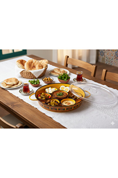 Generic Breakfast tray with lid and serving bowls in a traditional and elegan...