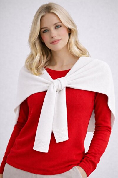 stravis Ecru Sweater-Looking Tie Shawl