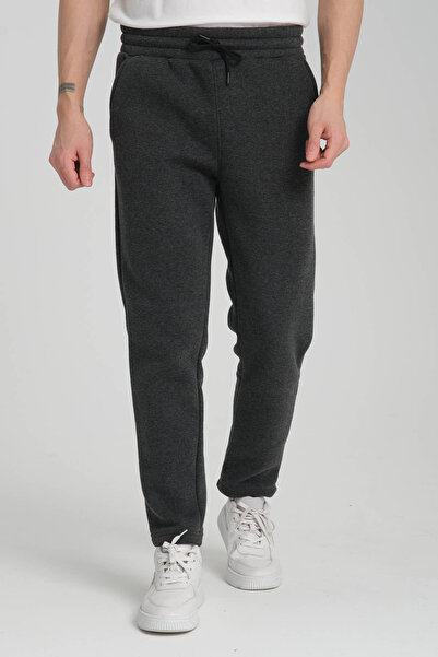 VIKUNYA Men's Anthracite 3 Thread Ş Fleece-Lined Winter Premium Sweatpants
