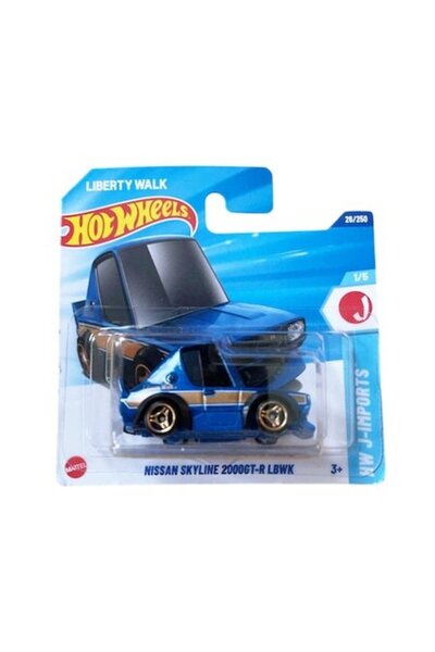 HOT WHEELS Nissan Skyline 2000GT-R LBWK model car, blue, 1:64 scale - model 2025
