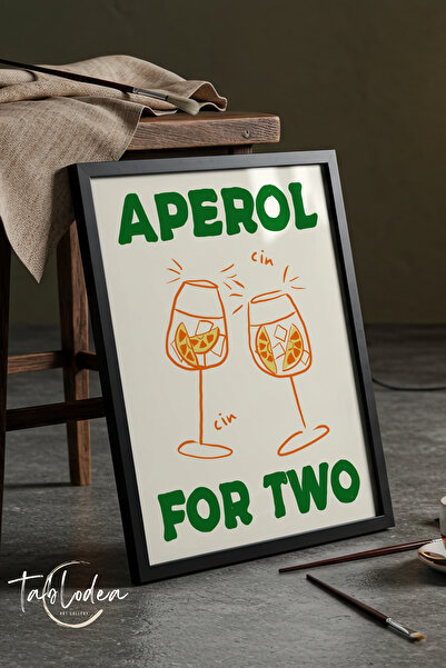 tablodea TD Aperol Pentru Două, Ilustrație cu pahare duble, Tablou înrămat pe...