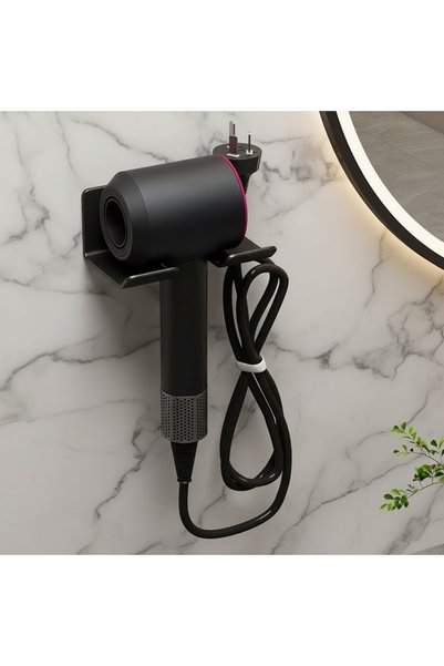 ETÜCCAR Metal Sheet 3m Adhesive Hair Dryer Hanger, Matte Black Hair Dryer Holder