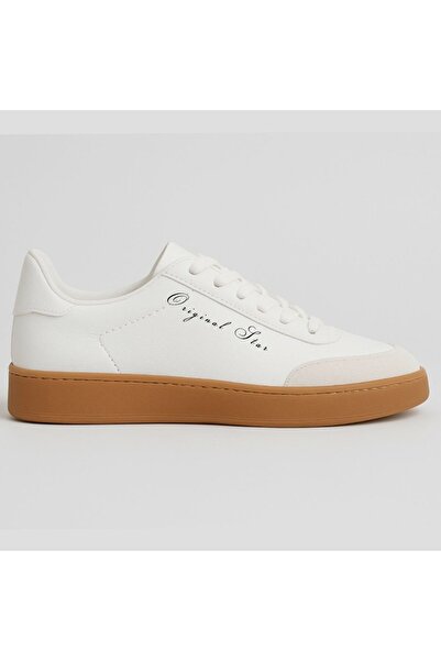 archiepet Rubber Sole Lace-Up Original Stars Printed Plain White Sports Shoes