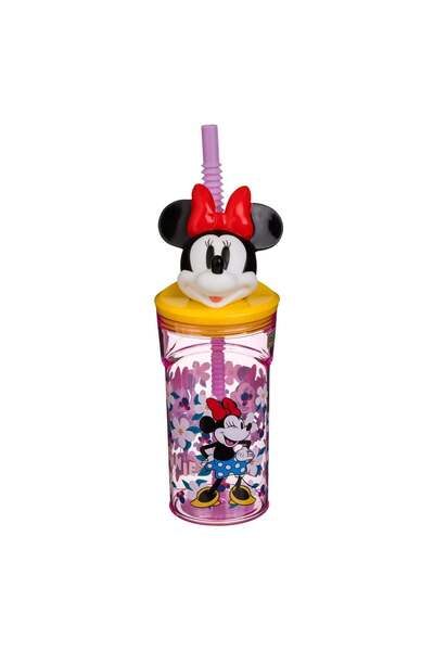 OEM Pahar din Plastic cu Pai & Model 3D Minnie Mouse Sunshine 360ml