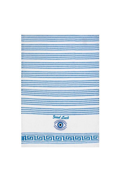 OEM Blue Kitchen Towel with Stripes & Good Luck Eye Pattern 60x40cm