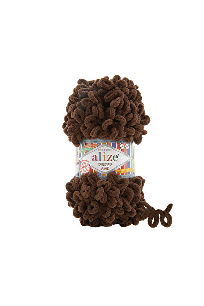 Alize (5 Pieces) Puffy Fine (Thin) Hand Knitting Yarn 5-Pack - 493 Brown - 10...