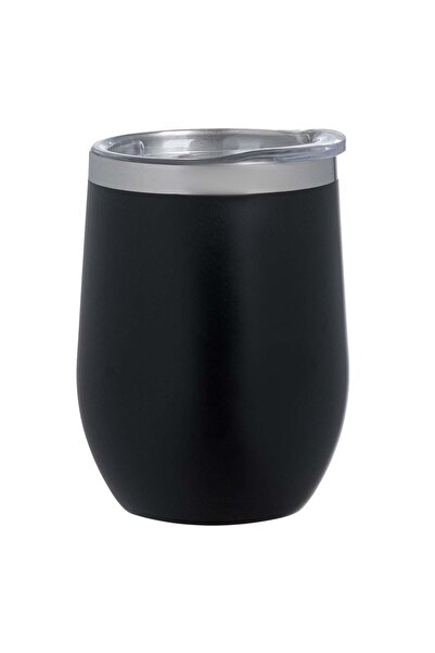 OEM Pahar Termos Metalic Negru cu Capac Transparent 350ml