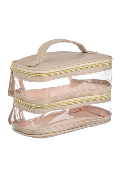 OEM Beige Eyeshadow Case with 2 Transparent Compartments