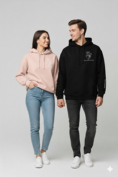 ALİ.COM Pack of 2 Black Unisex Couple Lover Combination Heart Sleeve Printed ...