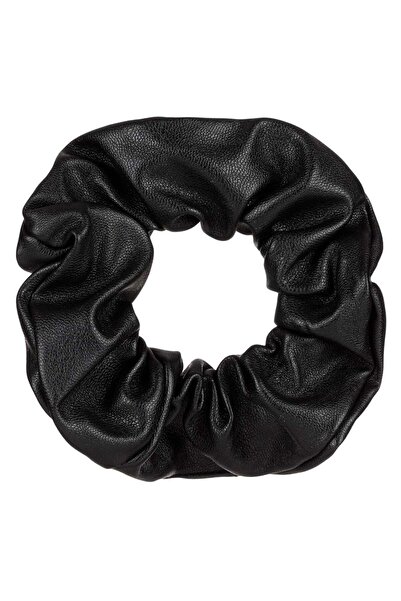 OEM Women's Black Leather Hair Scrunchie