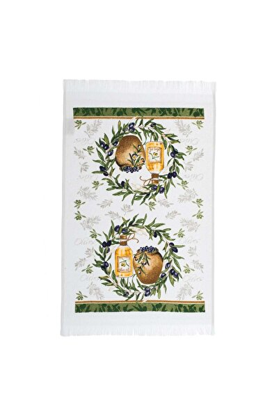 OEM White Cotton Towel with Olive Oil Pattern for Kitchen 60x35cm