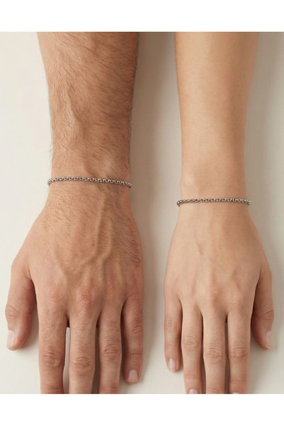 Cosmia Shine 316L Stainless Steel Silver Color Rolo Chain Bracelet - Tarnish Resistant Waterproof Unisex