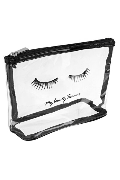 OEM Transparent Eyeshadow Palette with Black Summer Eyelashes Pattern 22x8x15cm