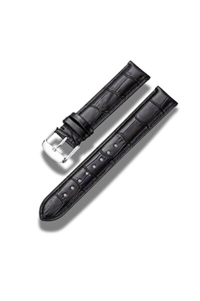 GENUINE LEATHER Genuine Leather Watch Strap 22 mm Black Color with Printed