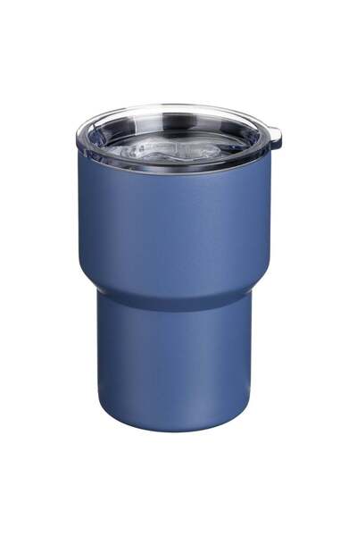 OEM Unique Matte Blue Metallic Thermos Cup & Transparent Lid 400ml