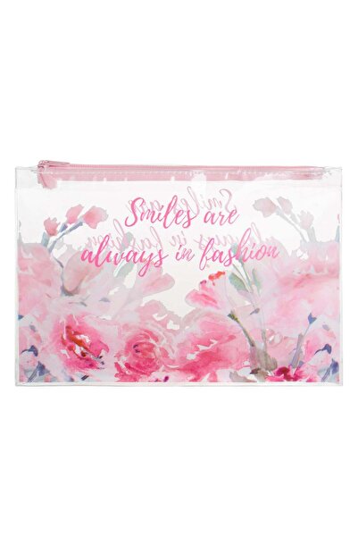 OEM Portfard Transparent Roz Flori "Smiles are Always in Fashion" 21.5x15.5cm